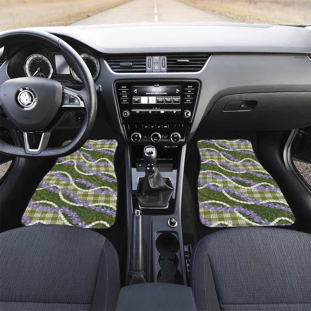 Green Hawaii Palaka Honohono Pikake Car Mats Hawaiian Orchid Lei Polynesian Pattern - Polynesian Pride