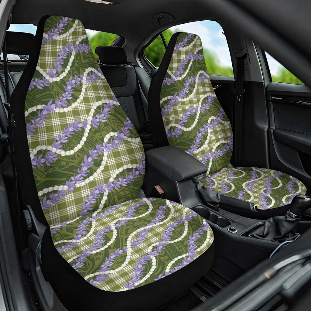 Green Hawaii Palaka Honohono Pikake Car Seat Cover Hawaiian Orchid Lei Polynesian Pattern - Polynesian Pride