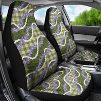 Green Hawaii Palaka Honohono Pikake Car Seat Cover Hawaiian Orchid Lei Polynesian Pattern - Polynesian Pride