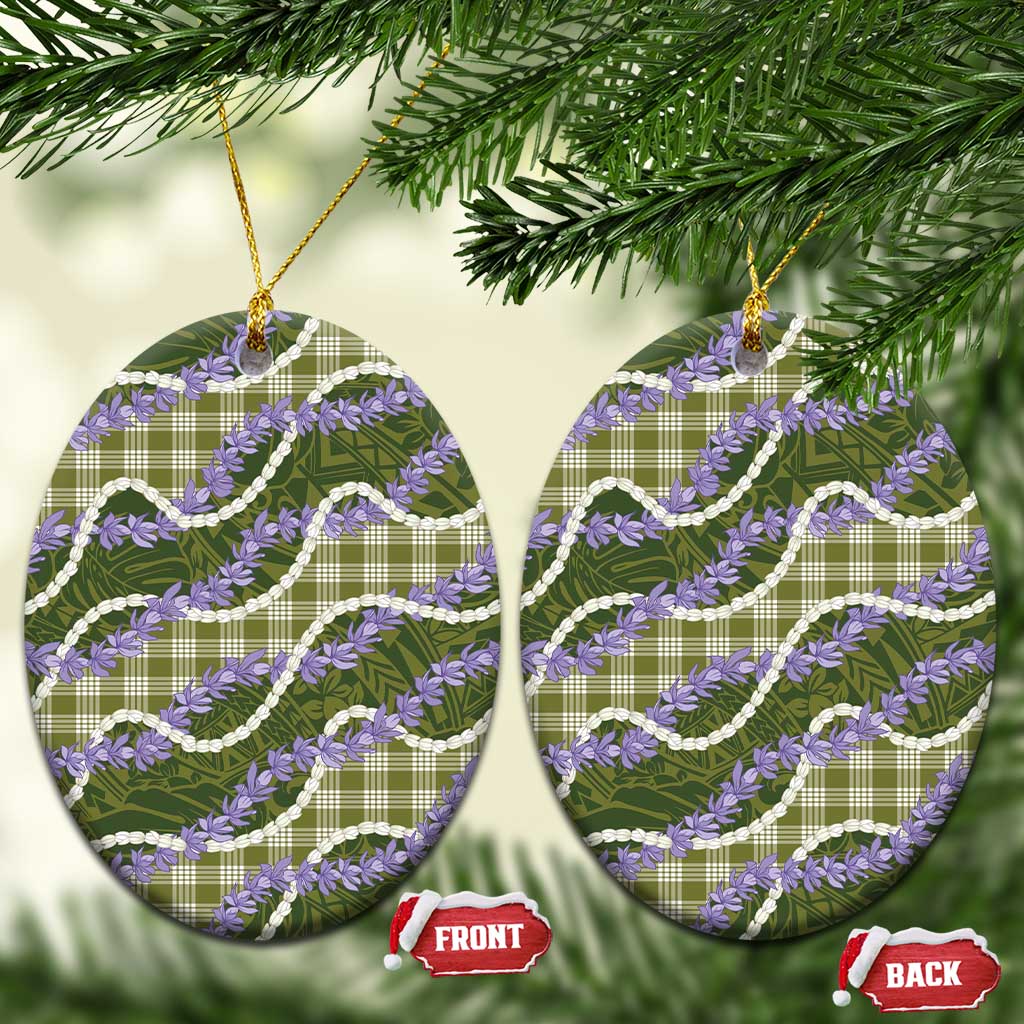 Green Hawaii Palaka Honohono Pikake Ceramic Ornament Hawaiian Orchid Lei Polynesian Pattern - Polynesian Pride