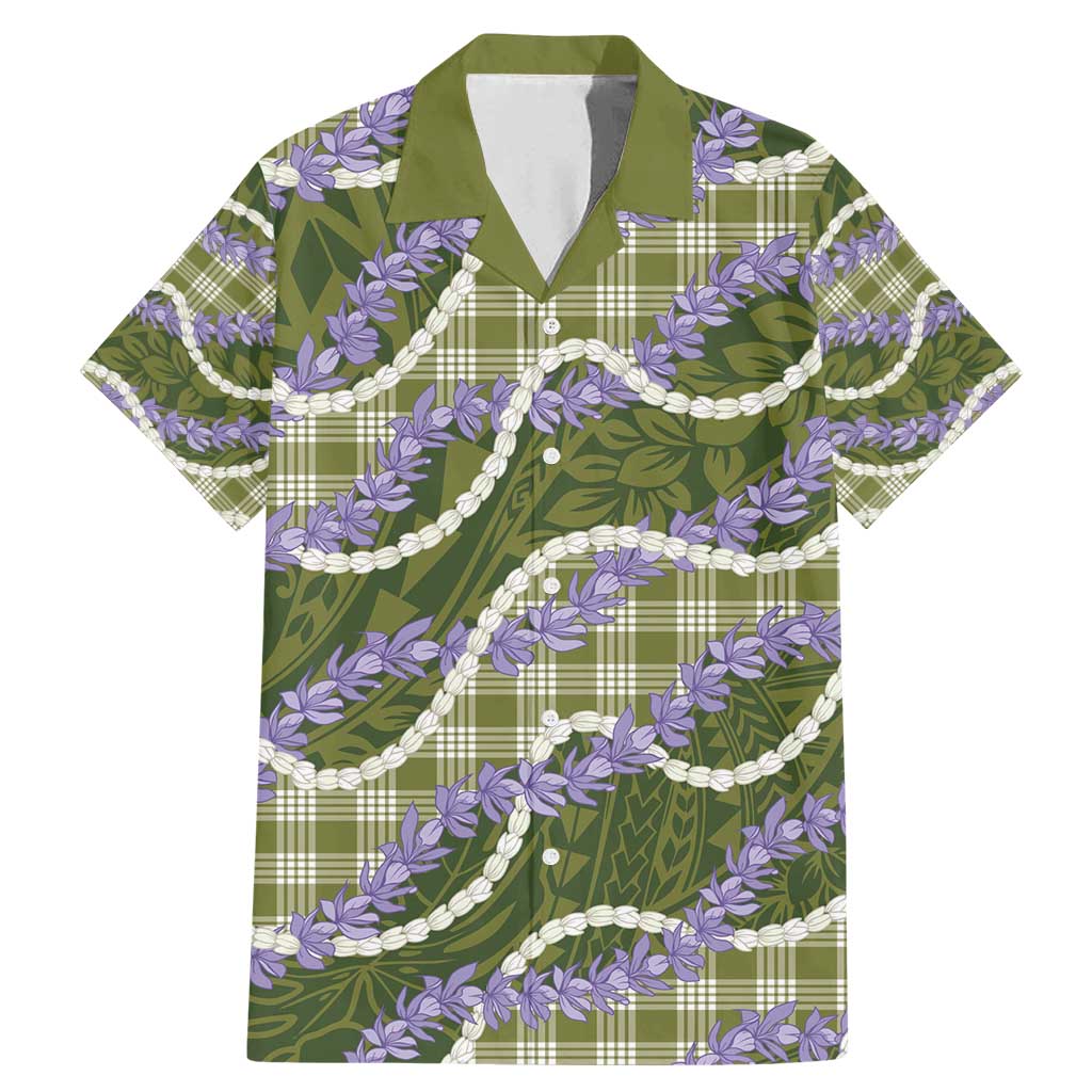 Green Hawaii Palaka Honohono Pikake Family Matching Mermaid Dress and Hawaiian Shirt Hawaiian Orchid Lei Polynesian Pattern - Polynesian Pride
