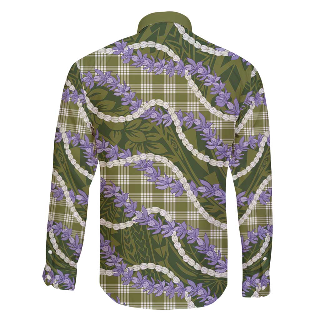 Green Hawaii Palaka Honohono Pikake Family Matching Puletasi and Hawaiian Shirt Hawaiian Orchid Lei Polynesian Pattern - Polynesian Pride