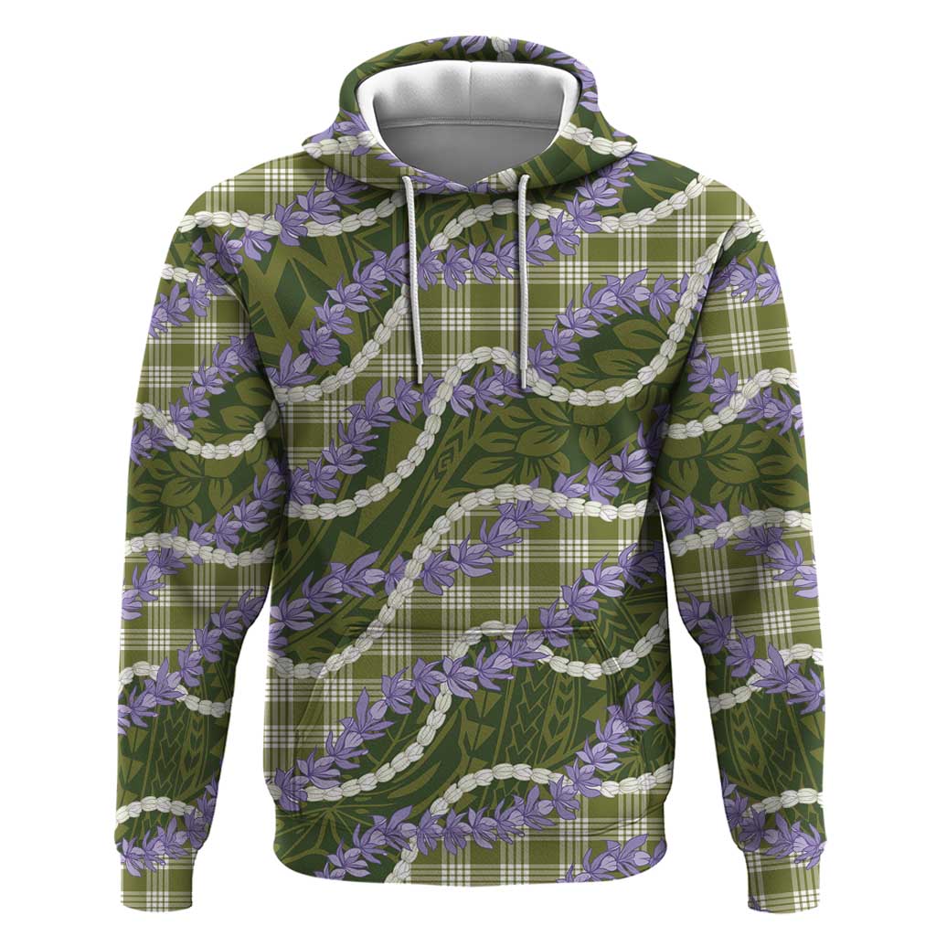 Green Hawaii Palaka Honohono Pikake Hoodie Hawaiian Orchid Lei Polynesian Pattern - Polynesian Pride