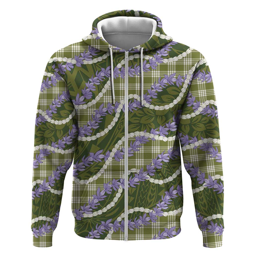 Green Hawaii Palaka Honohono Pikake Hoodie Hawaiian Orchid Lei Polynesian Pattern - Polynesian Pride