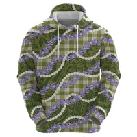 Green Hawaii Palaka Honohono Pikake Hoodie Hawaiian Orchid Lei Polynesian Pattern - Polynesian Pride
