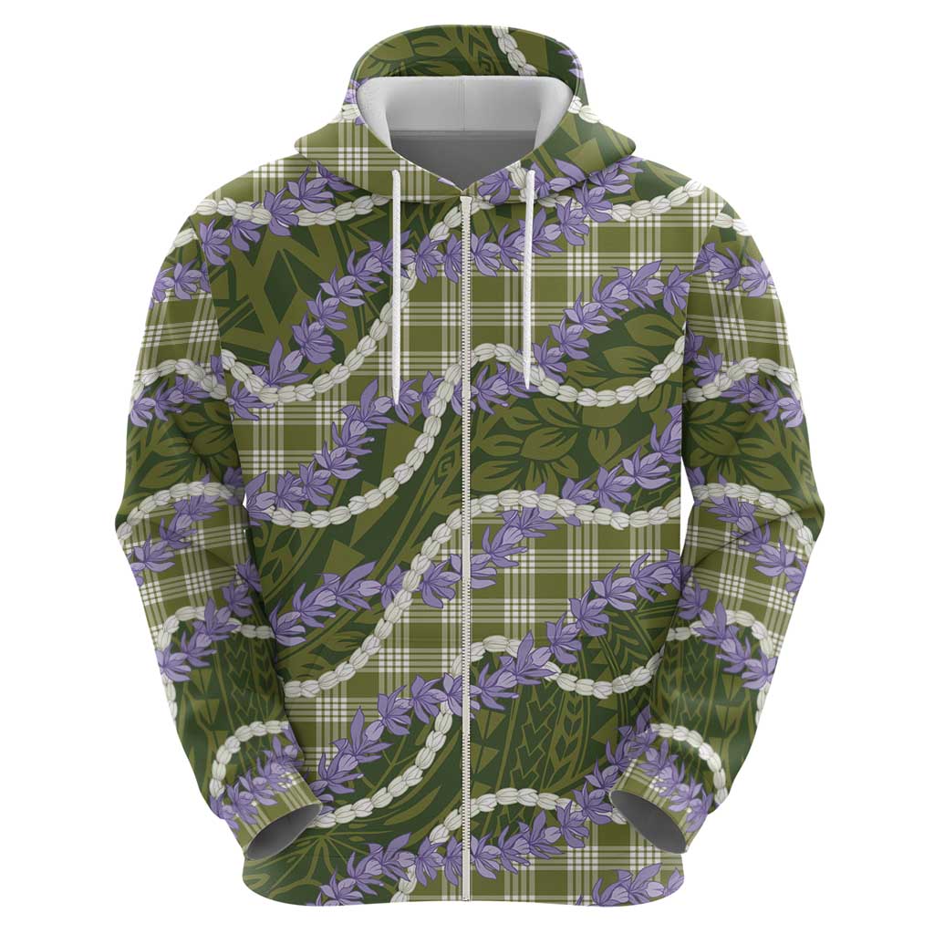 Green Hawaii Palaka Honohono Pikake Hoodie Hawaiian Orchid Lei Polynesian Pattern - Polynesian Pride