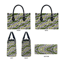 Green Hawaii Palaka Honohono Pikake Leather Bag Hawaiian Orchid Lei Polynesian Pattern - Polynesian Pride