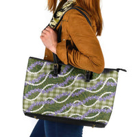 Green Hawaii Palaka Honohono Pikake Leather Tote Bag Hawaiian Orchid Lei Polynesian Pattern - Polynesian Pride