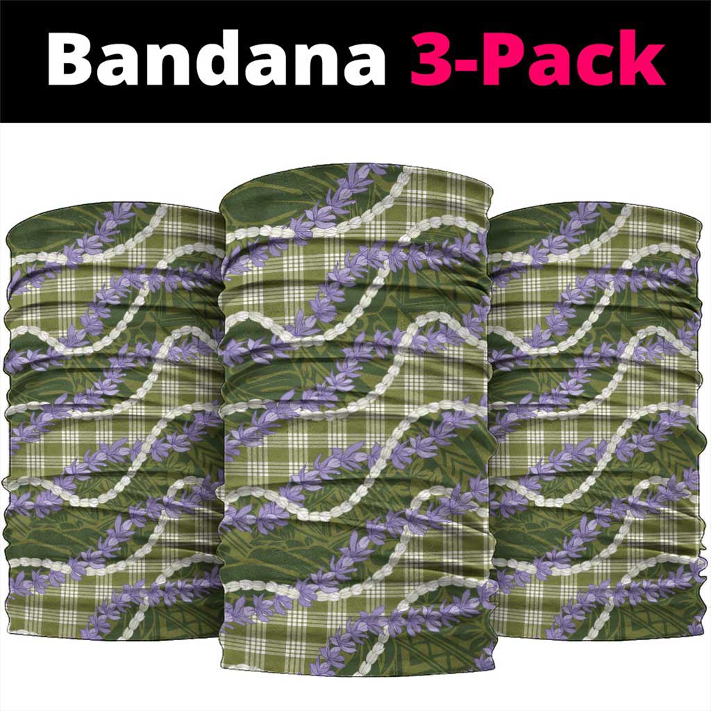 Green Hawaii Palaka Honohono Pikake Neck Gaiter Hawaiian Orchid Lei Polynesian Pattern - Polynesian Pride