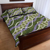 Green Hawaii Palaka Honohono Pikake Quilt Bed Set Hawaiian Orchid Lei Polynesian Pattern - Polynesian Pride