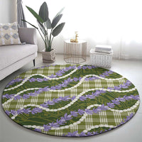 Green Hawaii Palaka Honohono Pikake Round Carpet Hawaiian Orchid Lei Polynesian Pattern - Polynesian Pride