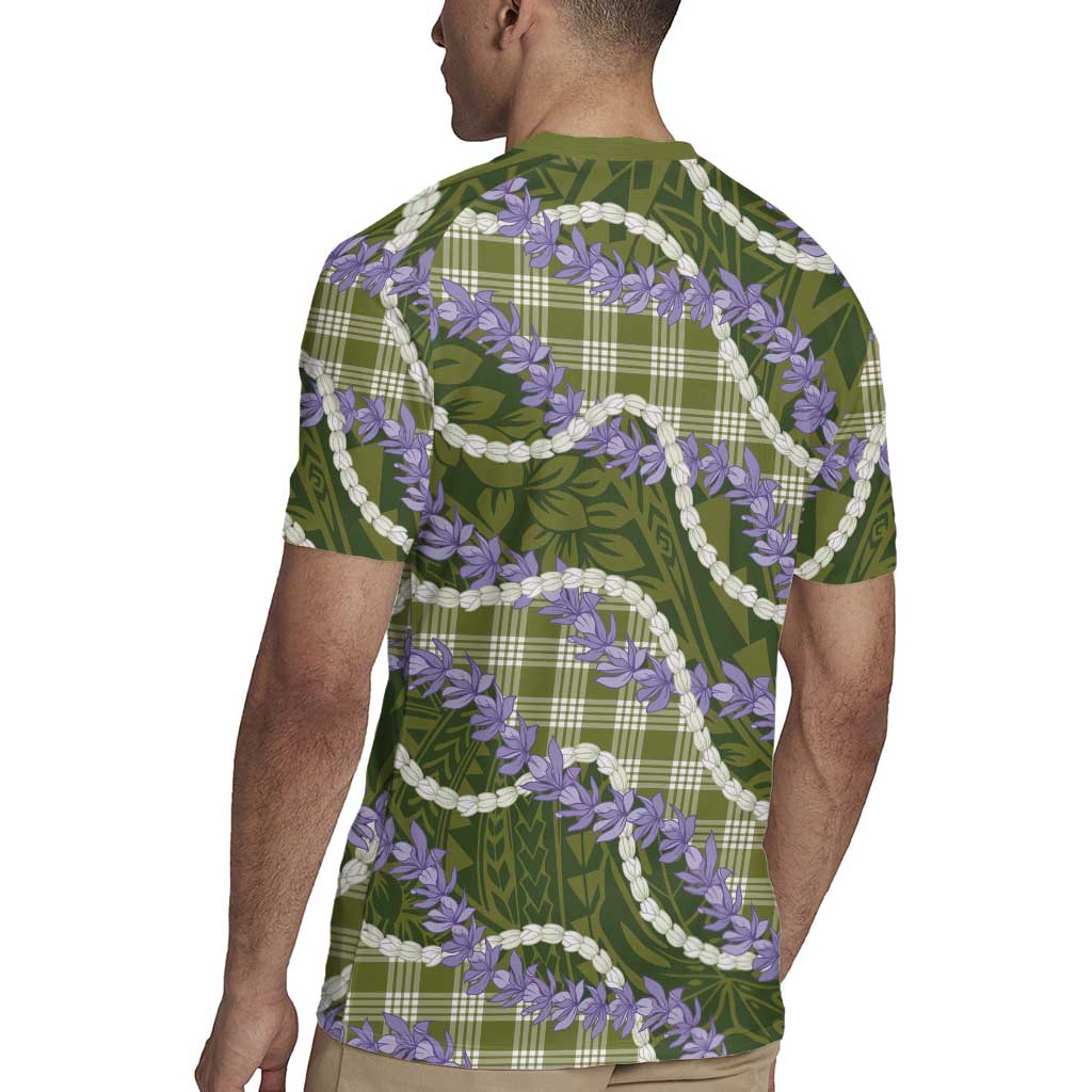 Green Hawaii Palaka Honohono Pikake Rugby Jersey Hawaiian Orchid Lei Polynesian Pattern - Polynesian Pride