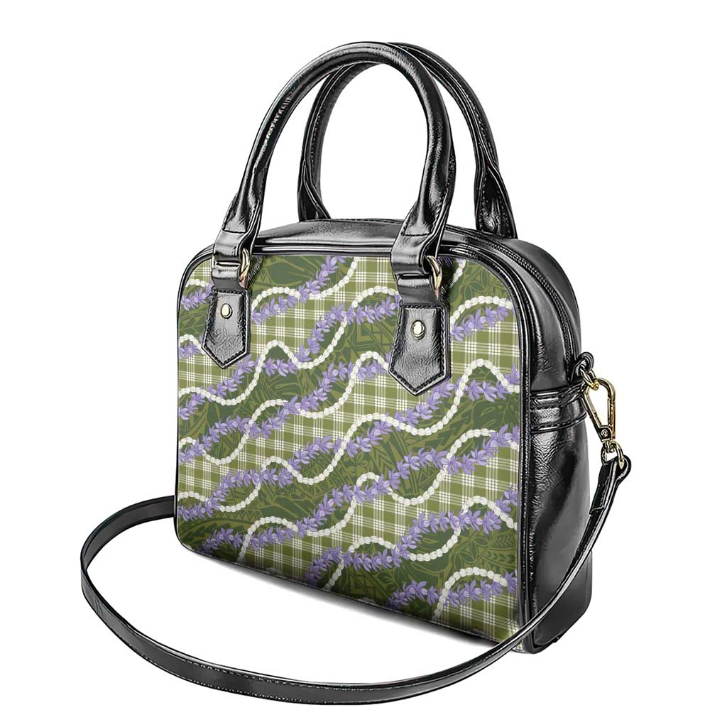 Green Hawaii Palaka Honohono Pikake Shoulder Handbag Hawaiian Orchid Lei Polynesian Pattern - Polynesian Pride