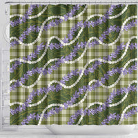 Green Hawaii Palaka Honohono Pikake Shower Curtain Hawaiian Orchid Lei Polynesian Pattern - Polynesian Pride