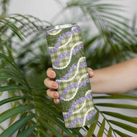 Green Hawaii Palaka Honohono Pikake Skinny Tumbler Hawaiian Orchid Lei Polynesian Pattern - Polynesian Pride