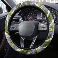 Green Hawaii Palaka Honohono Pikake Steering Wheel Cover Hawaiian Orchid Lei Polynesian Pattern - Polynesian Pride