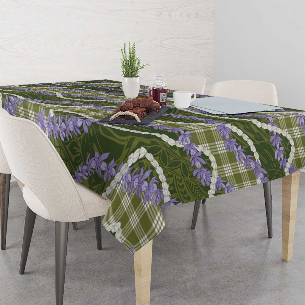 Green Hawaii Palaka Honohono Pikake Tablecloth Hawaiian Orchid Lei Polynesian Pattern - Polynesian Pride