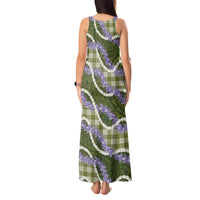 Green Hawaii Palaka Honohono Pikake Tank Maxi Dress Hawaiian Orchid Lei Polynesian Pattern - Polynesian Pride