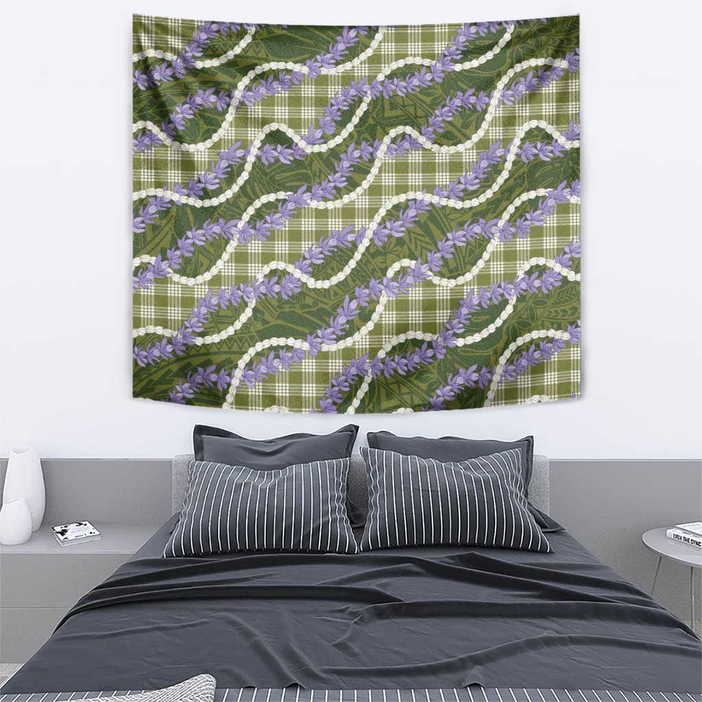 Green Hawaii Palaka Honohono Pikake Tapestry Hawaiian Orchid Lei Polynesian Pattern - Polynesian Pride