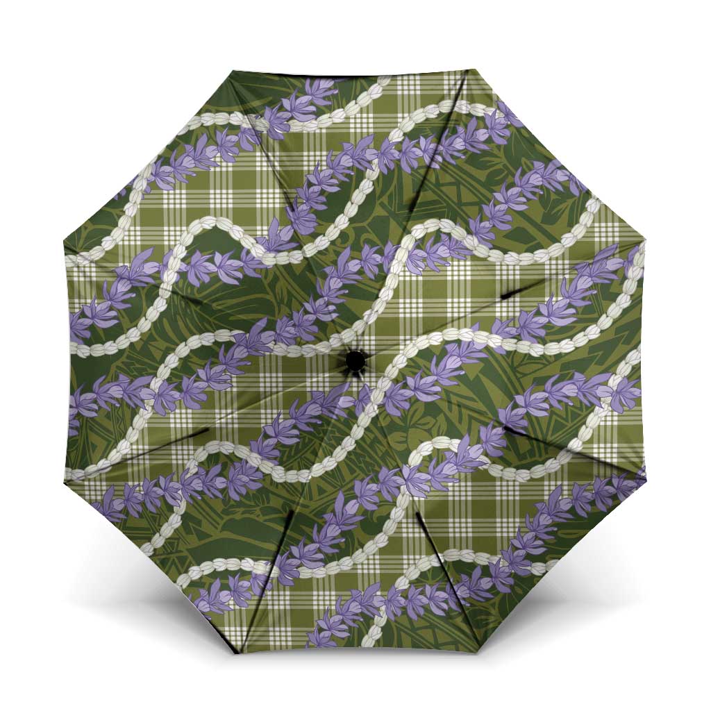 Green Hawaii Palaka Honohono Pikake Umbrella Hawaiian Orchid Lei Polynesian Pattern - Polynesian Pride