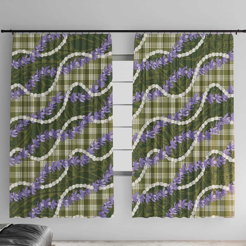 Green Hawaii Palaka Honohono Pikake Window Curtain Hawaiian Orchid Lei Polynesian Pattern - Polynesian Pride