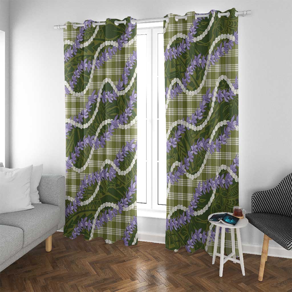 Green Hawaii Palaka Honohono Pikake Window Curtain Hawaiian Orchid Lei Polynesian Pattern - Polynesian Pride