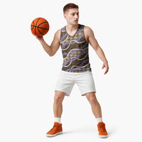 Brown Hawaii Palaka Honohono Pikake Basketball Jersey Hawaiian Orchid Lei Polynesian Pattern - Polynesian Pride