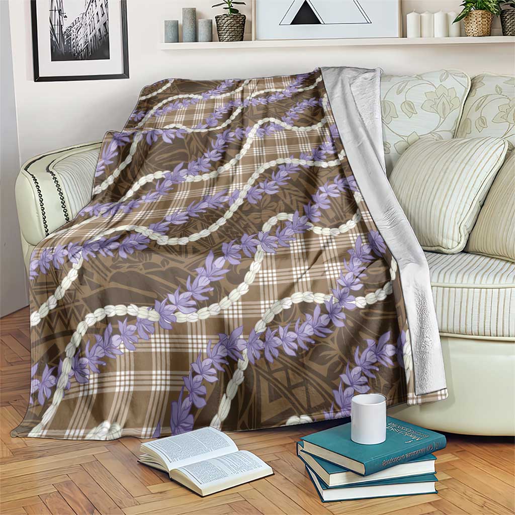 Brown Hawaii Palaka Honohono Pikake Blanket Hawaiian Orchid Lei Polynesian Pattern - Polynesian Pride