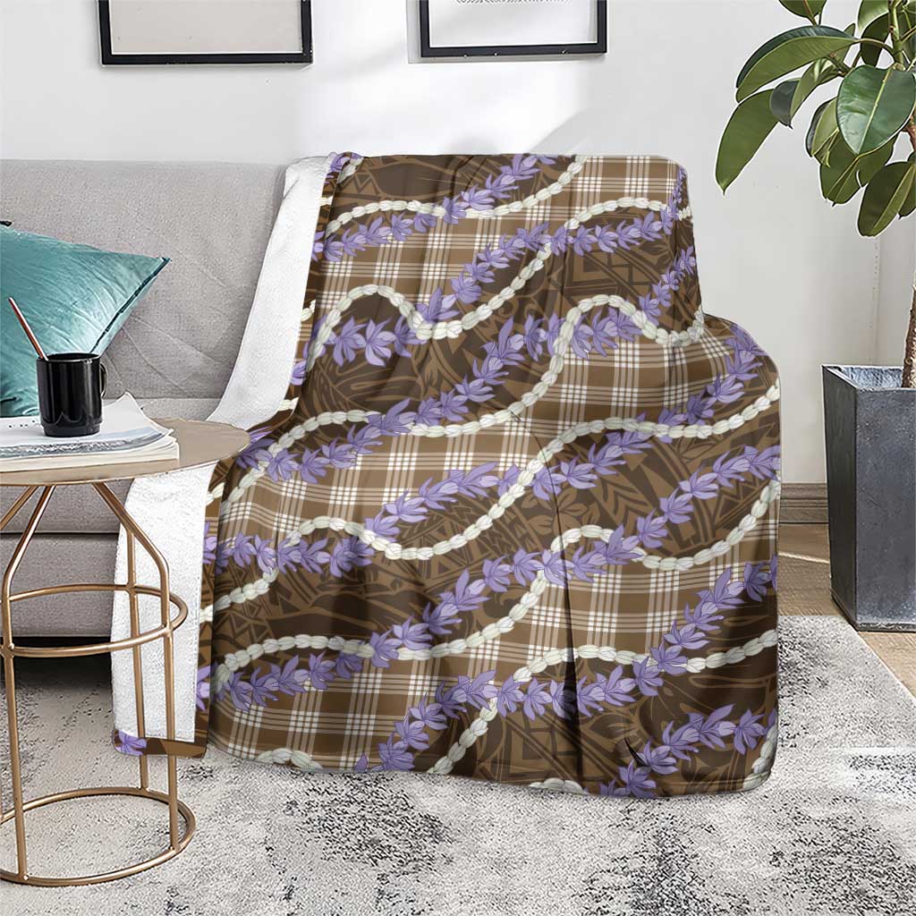 Brown Hawaii Palaka Honohono Pikake Blanket Hawaiian Orchid Lei Polynesian Pattern - Polynesian Pride