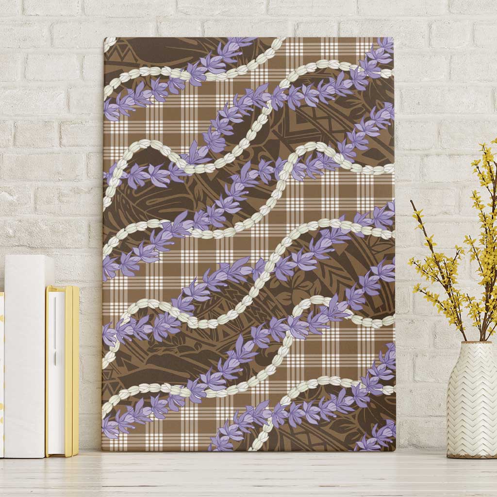 Brown Hawaii Palaka Honohono Pikake Canvas Wall Art Hawaiian Orchid Lei Polynesian Pattern - Polynesian Pride