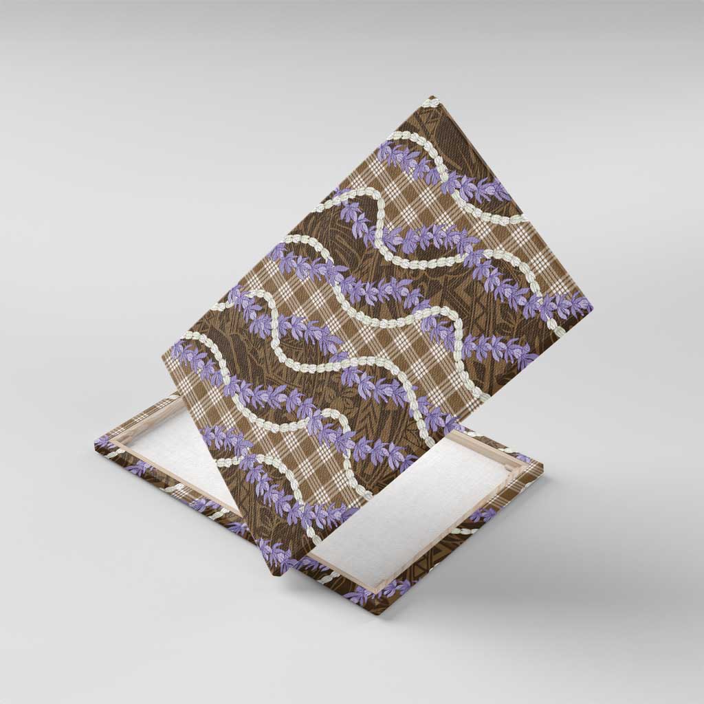 Brown Hawaii Palaka Honohono Pikake Canvas Wall Art Hawaiian Orchid Lei Polynesian Pattern - Polynesian Pride