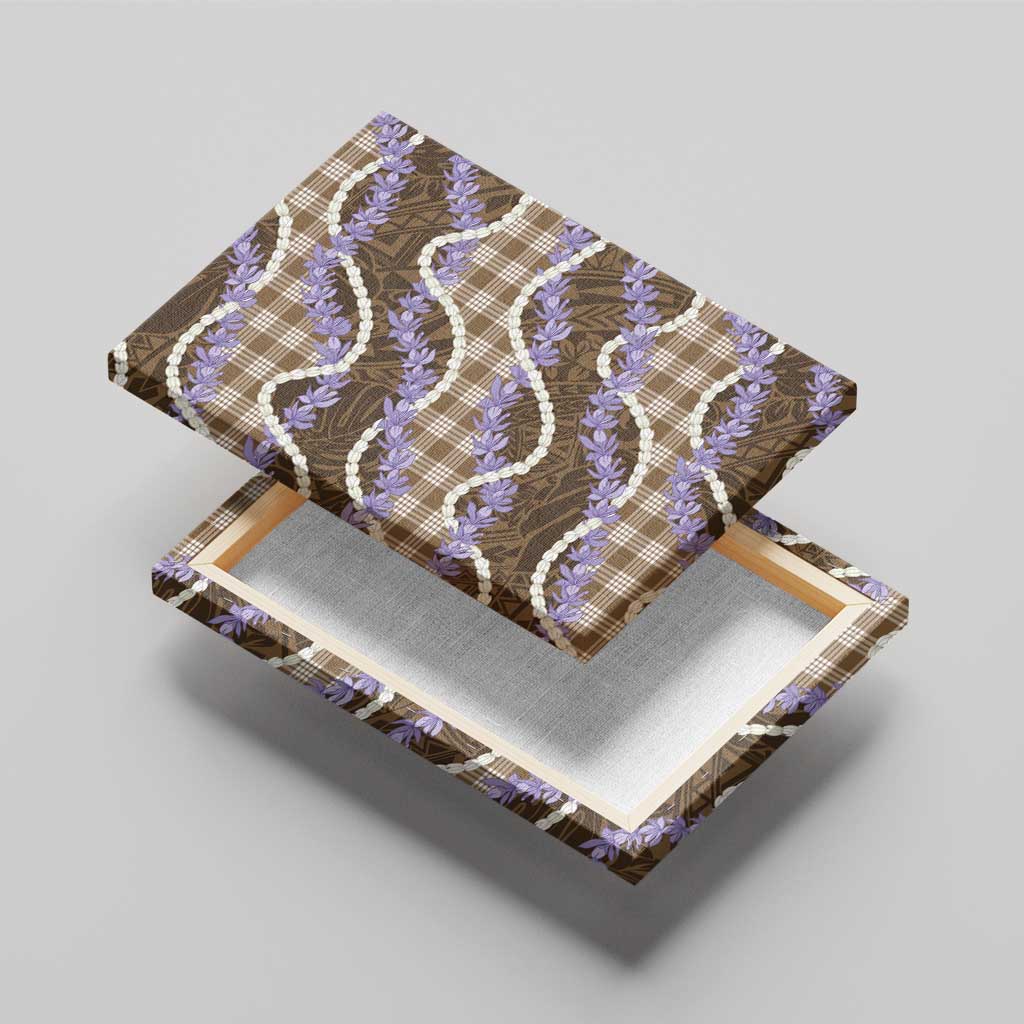 Brown Hawaii Palaka Honohono Pikake Canvas Wall Art Hawaiian Orchid Lei Polynesian Pattern - Polynesian Pride