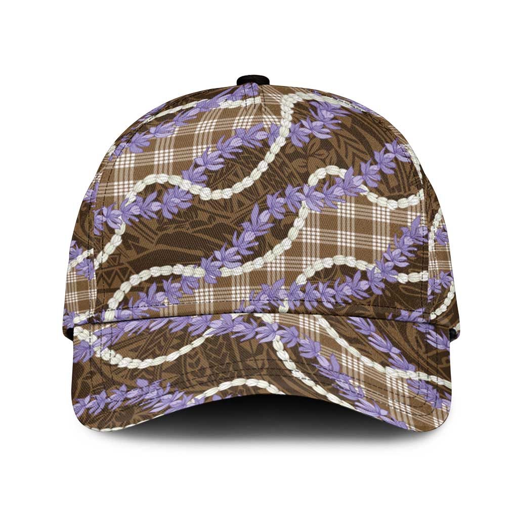 Brown Hawaii Palaka Honohono Pikake Classic Cap Hawaiian Orchid Lei Polynesian Pattern - Polynesian Pride