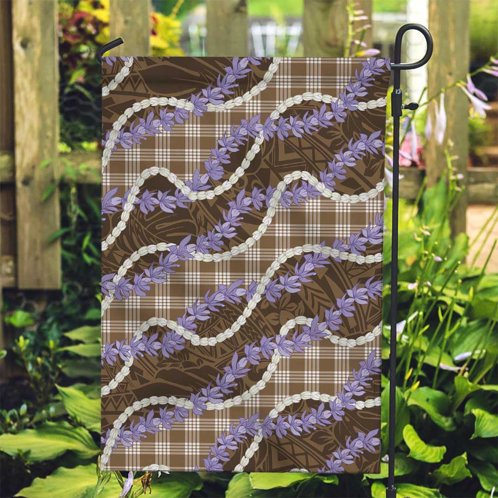 Brown Hawaii Palaka Honohono Pikake Garden Flag Hawaiian Orchid Lei Polynesian Pattern - Polynesian Pride