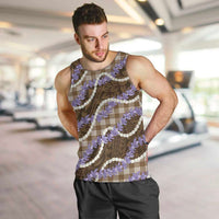 Brown Hawaii Palaka Honohono Pikake Men Tank Top Hawaiian Orchid Lei Polynesian Pattern - Polynesian Pride