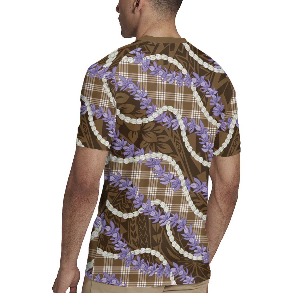 Brown Hawaii Palaka Honohono Pikake Rugby Jersey Hawaiian Orchid Lei Polynesian Pattern - Polynesian Pride