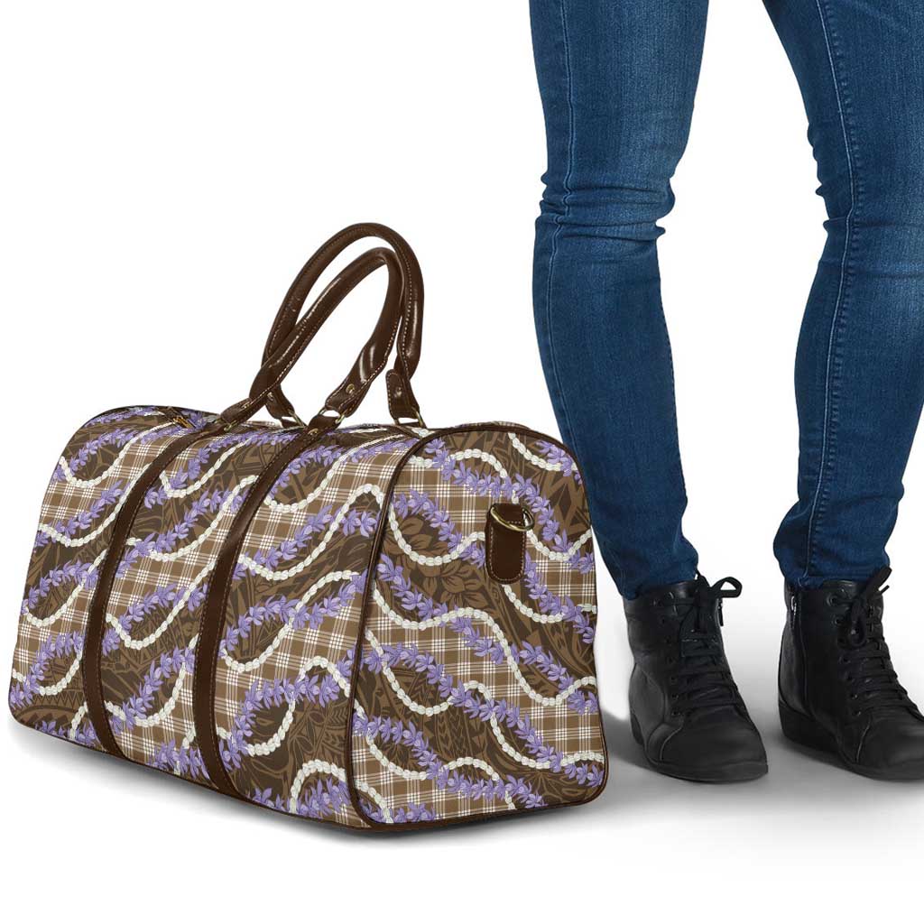 Brown Hawaii Palaka Honohono Pikake Travel Bag Hawaiian Orchid Lei Polynesian Pattern - Polynesian Pride