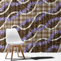 Brown Hawaii Palaka Honohono Pikake Window Curtain Hawaiian Orchid Lei Polynesian Pattern - Polynesian Pride