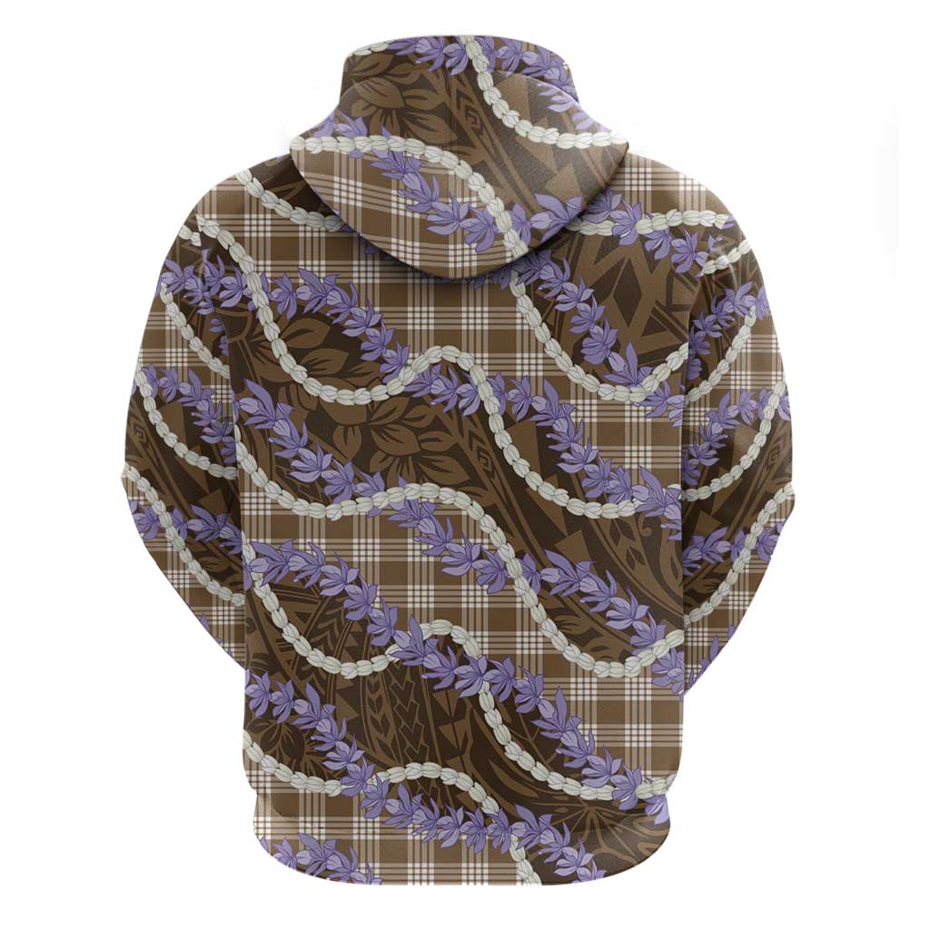 Brown Hawaii Palaka Honohono Pikake Zip Hoodie Hawaiian Orchid Lei Polynesian Pattern - Polynesian Pride