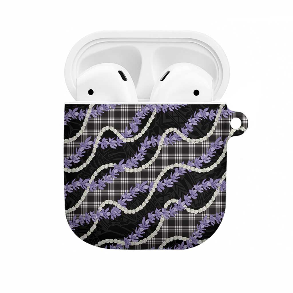Black Hawaii Palaka Honohono Pikake AirPods Case Hawaiian Orchid Lei Polynesian Pattern - Polynesian Pride
