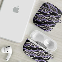 Black Hawaii Palaka Honohono Pikake AirPods Case Hawaiian Orchid Lei Polynesian Pattern - Polynesian Pride