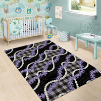 Black Hawaii Palaka Honohono Pikake Area Rug Hawaiian Orchid Lei Polynesian Pattern - Polynesian Pride