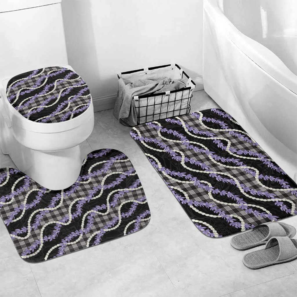 Black Hawaii Palaka Honohono Pikake Bathroom Set Hawaiian Orchid Lei Polynesian Pattern - Polynesian Pride