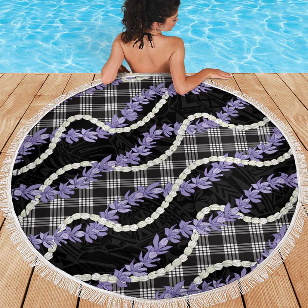 Black Hawaii Palaka Honohono Pikake Beach Blanket Hawaiian Orchid Lei Polynesian Pattern - Polynesian Pride