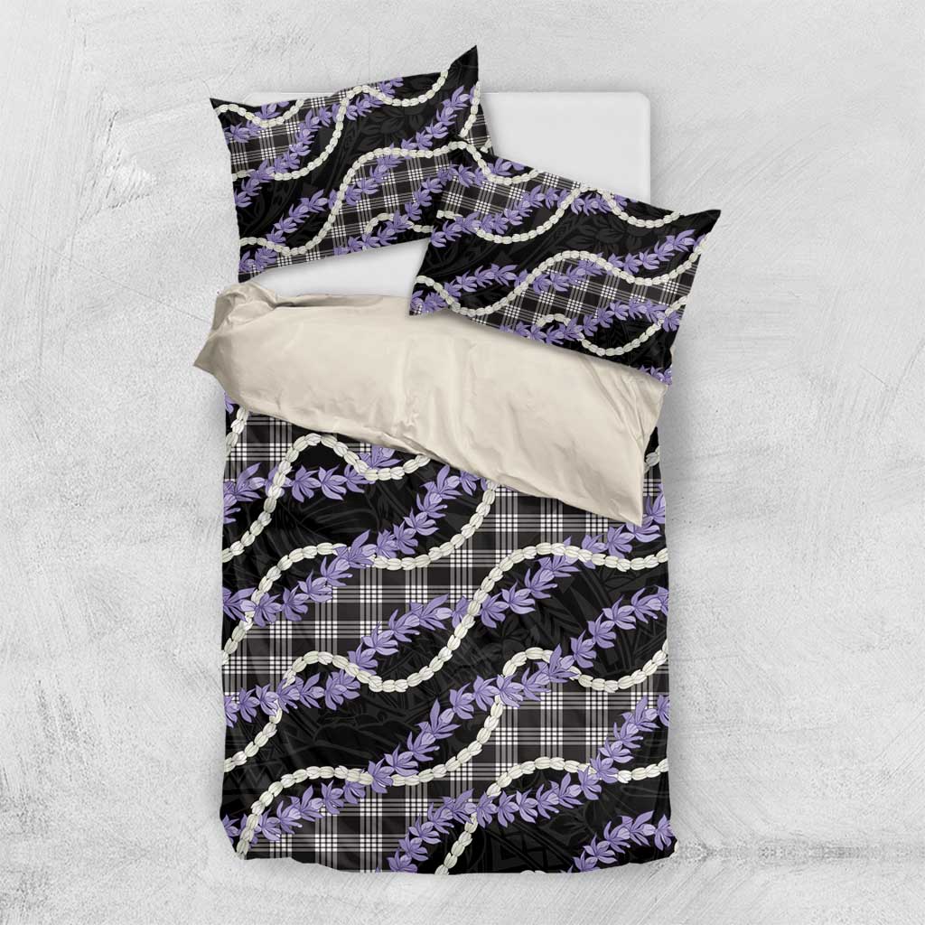 Black Hawaii Palaka Honohono Pikake Bedding Set Hawaiian Orchid Lei Polynesian Pattern - Polynesian Pride