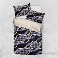 Black Hawaii Palaka Honohono Pikake Bedding Set Hawaiian Orchid Lei Polynesian Pattern - Polynesian Pride