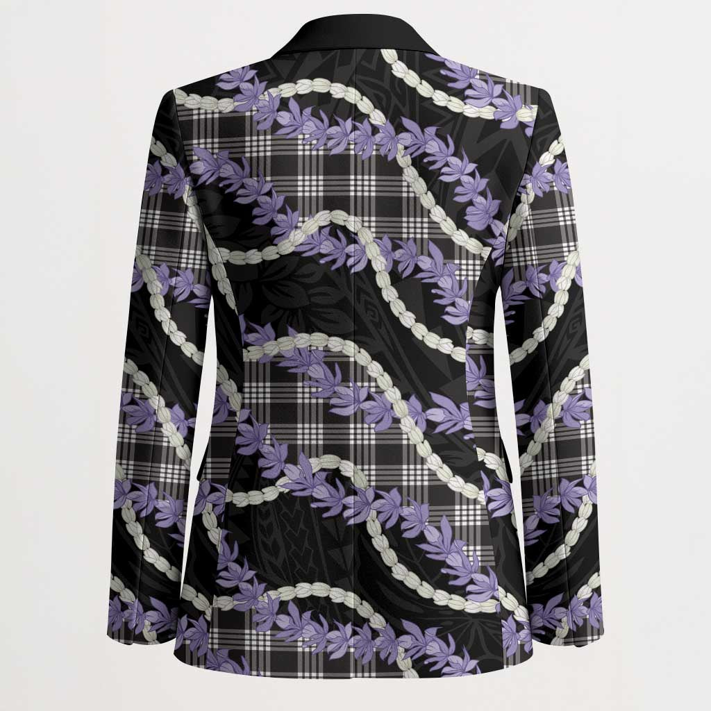 Black Hawaii Palaka Honohono Pikake Blazer Hawaiian Orchid Lei Polynesian Pattern - Polynesian Pride