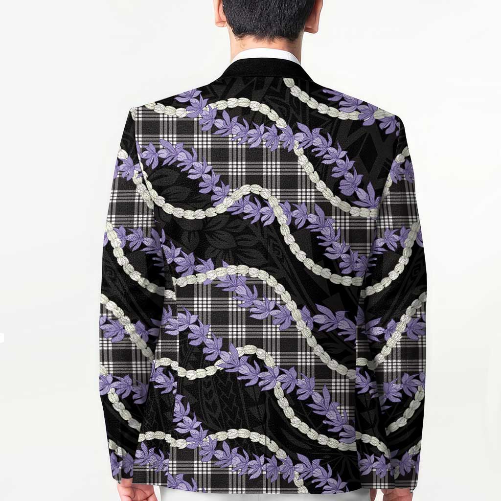 Black Hawaii Palaka Honohono Pikake Blazer Hawaiian Orchid Lei Polynesian Pattern - Polynesian Pride