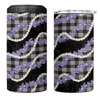 Black Hawaii Palaka Honohono Pikake 4 in 1 Can Cooler Tumbler Hawaiian Orchid Lei Polynesian Pattern - Polynesian Pride