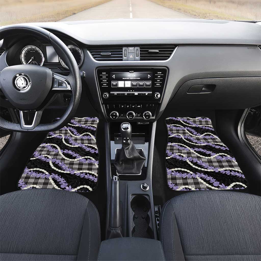 Black Hawaii Palaka Honohono Pikake Car Mats Hawaiian Orchid Lei Polynesian Pattern - Polynesian Pride